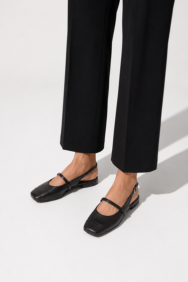 Flat Slingback Preto